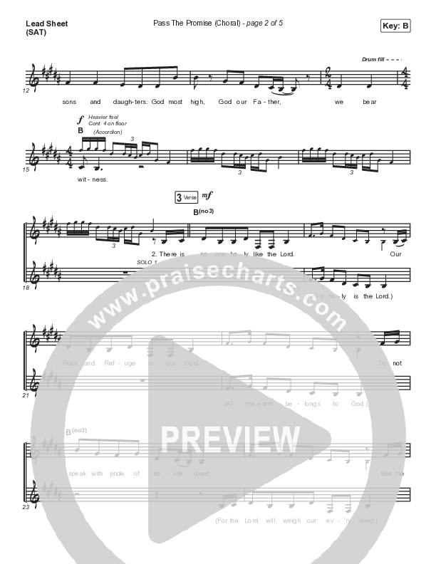 Pass The Promise (Choral Anthem SATB) Lead Sheet (SAT) (Keith & Kristyn Getty / Sandra McCracken / Arr. Luke Gambill)