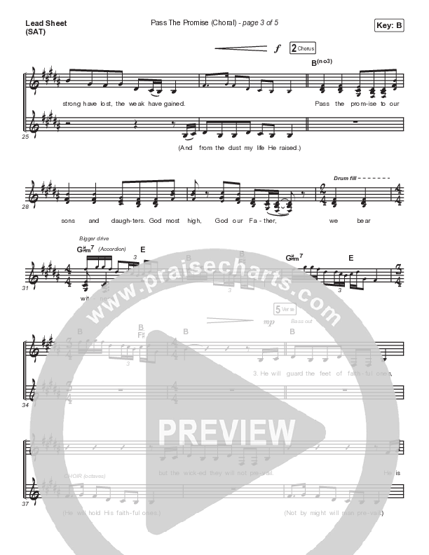 Pass The Promise (Choral Anthem SATB) Lead Sheet (SAT) (Keith & Kristyn Getty / Sandra McCracken / Arr. Luke Gambill)
