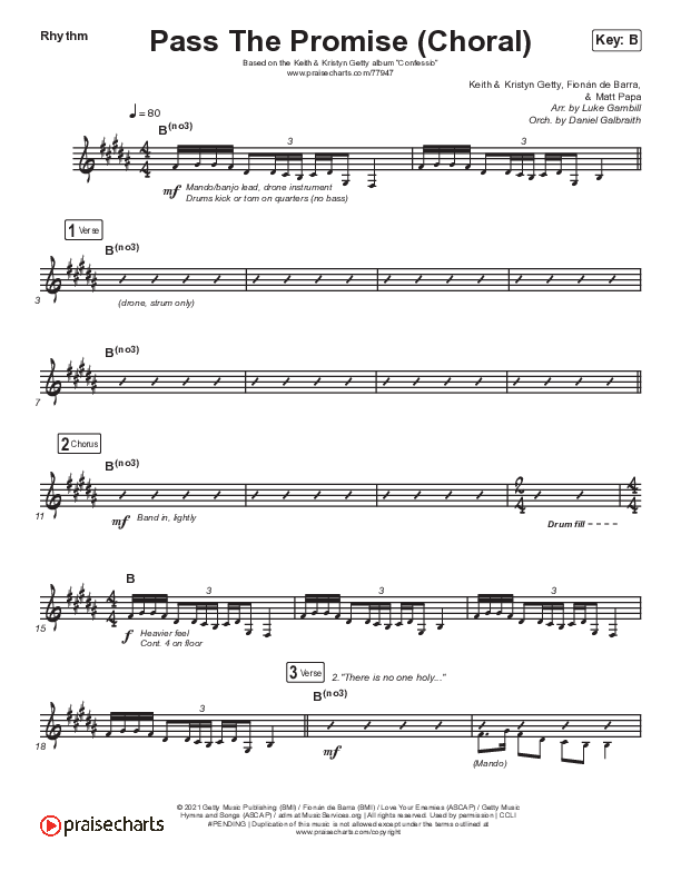 Pass The Promise (Choral Anthem SATB) Rhythm Pack (Keith & Kristyn Getty / Sandra McCracken / Arr. Luke Gambill)