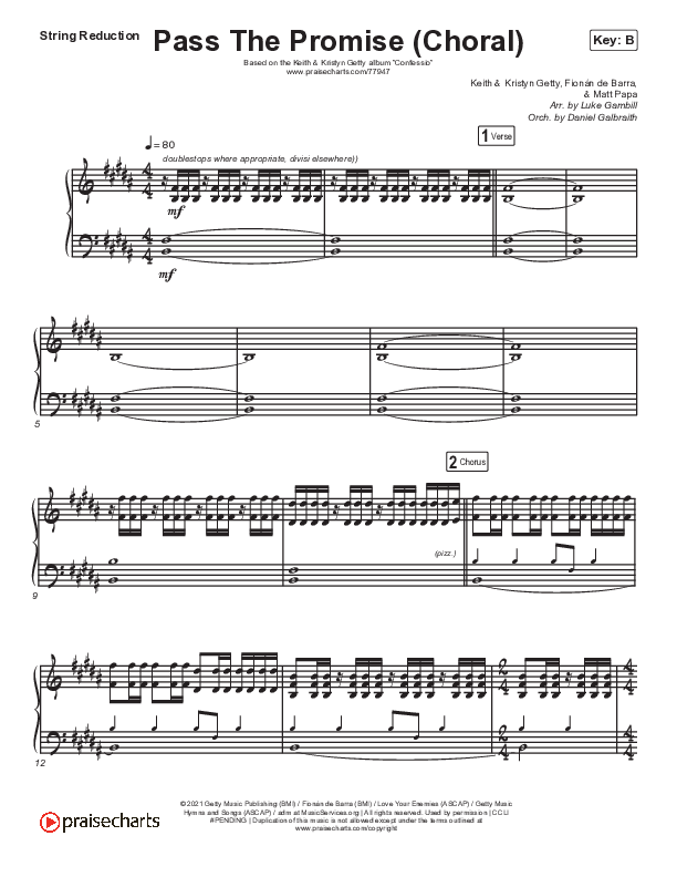 Pass The Promise (Choral Anthem SATB) String Reduction (Keith & Kristyn Getty / Sandra McCracken / Arr. Luke Gambill)