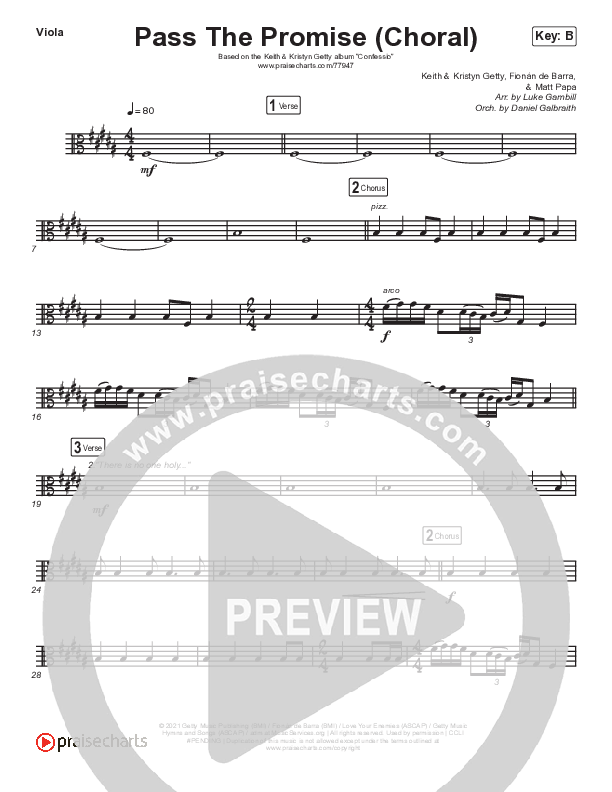 Pass The Promise (Choral Anthem SATB) Viola (Keith & Kristyn Getty / Sandra McCracken / Arr. Luke Gambill)
