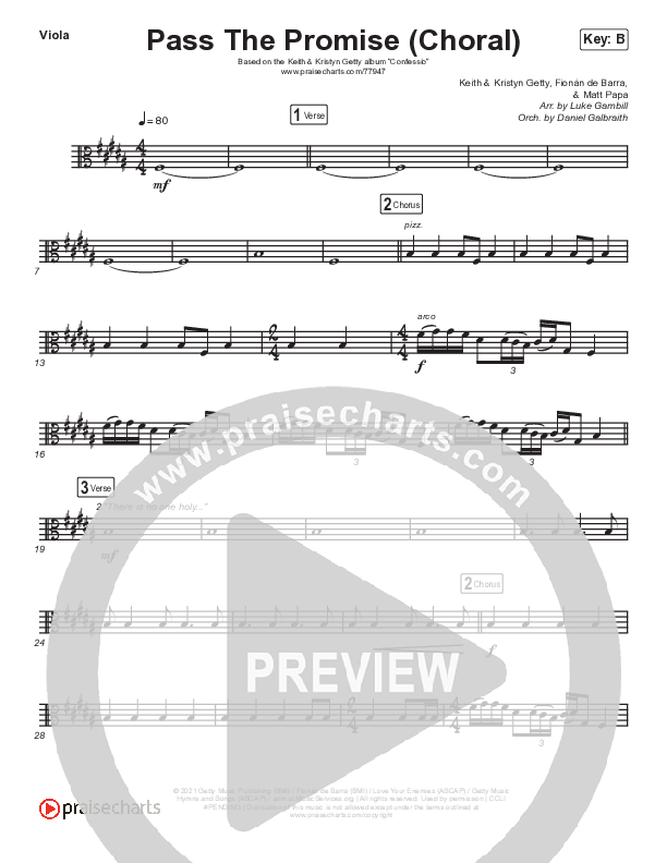 Pass The Promise (Choral Anthem SATB) Viola (Keith & Kristyn Getty / Sandra McCracken / Arr. Luke Gambill)