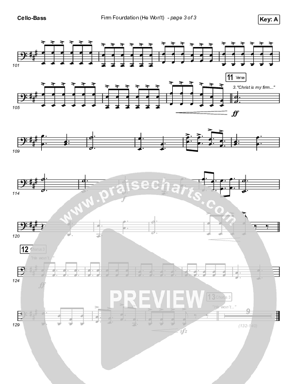 Firm Foundation (He Won't) (Choral Anthem SATB) Cello/Bass (Arr. Luke Gambill / Cody Carnes)