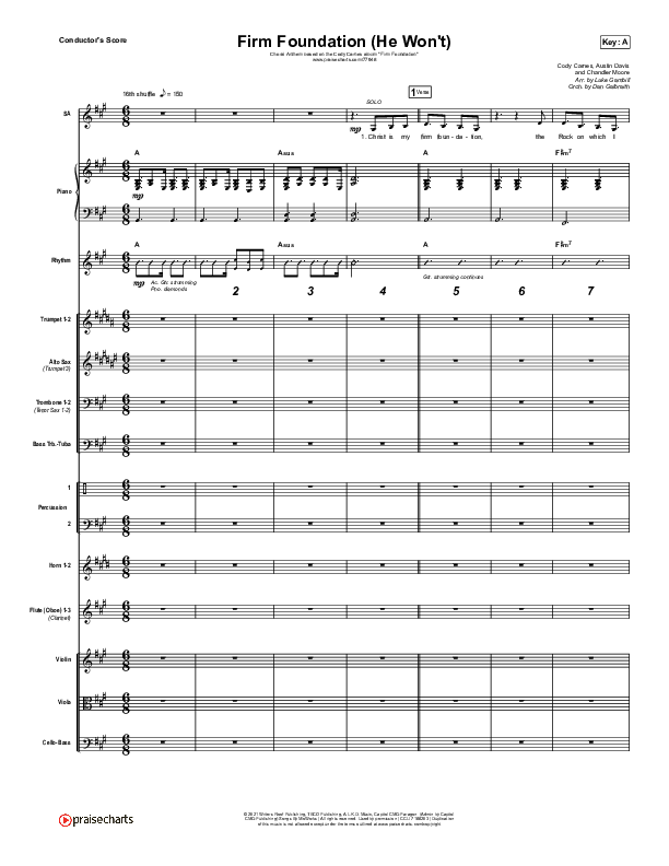 Firm Foundation (He Won't) (Choral Anthem SATB) Conductor's Score (Arr. Luke Gambill / Cody Carnes)