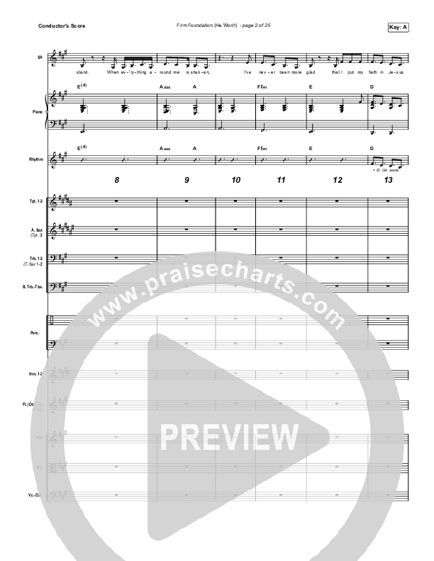 Firm Foundation (He Won't) (Choral Anthem SATB) Conductor's Score (Arr. Luke Gambill / Cody Carnes)