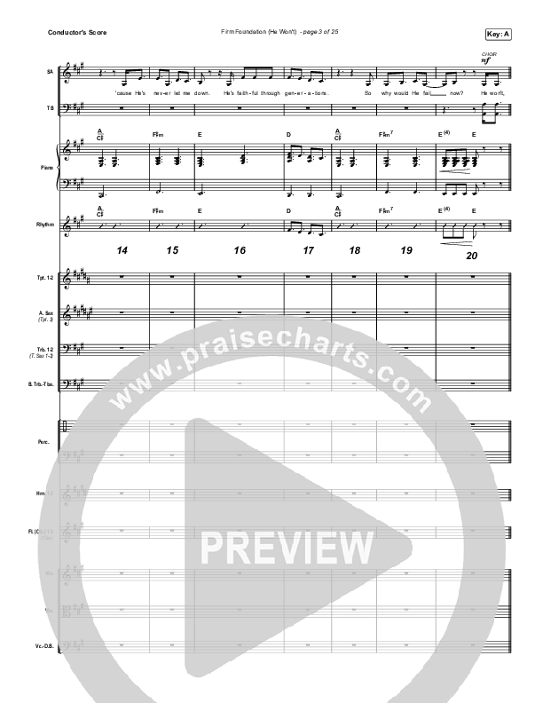 Firm Foundation (He Won't) (Choral Anthem SATB) Conductor's Score (Arr. Luke Gambill / Cody Carnes)