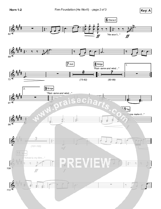 Firm Foundation (He Won't) (Choral Anthem SATB) French Horn 1/2 (Arr. Luke Gambill / Cody Carnes)