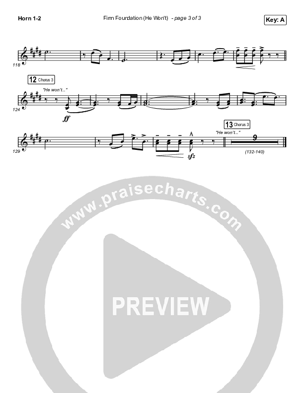 Firm Foundation (He Won't) (Choral Anthem SATB) French Horn 1/2 (Arr. Luke Gambill / Cody Carnes)