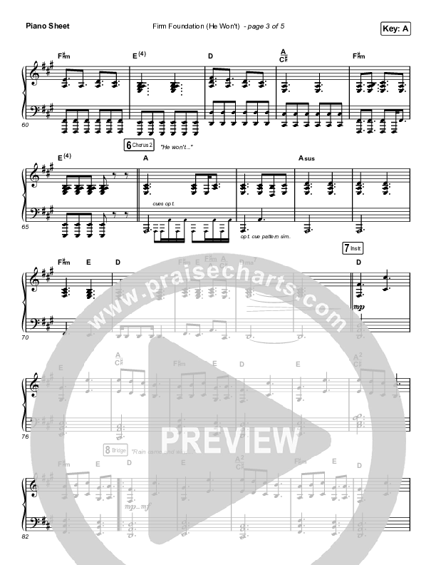 Firm Foundation (He Won't) (Choral Anthem SATB) Piano Sheet (Arr. Luke Gambill / Cody Carnes)