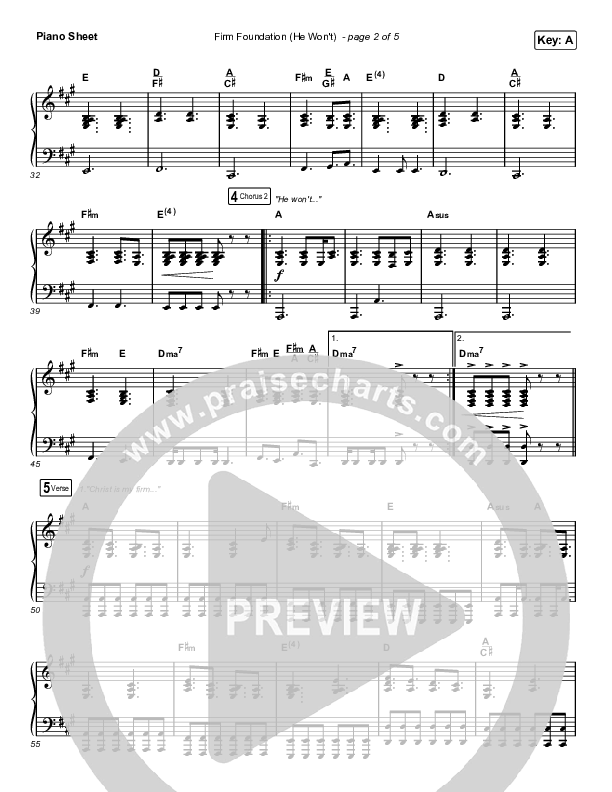 Firm Foundation (He Won't) (Choral Anthem SATB) Piano Sheet (Arr. Luke Gambill / Cody Carnes)
