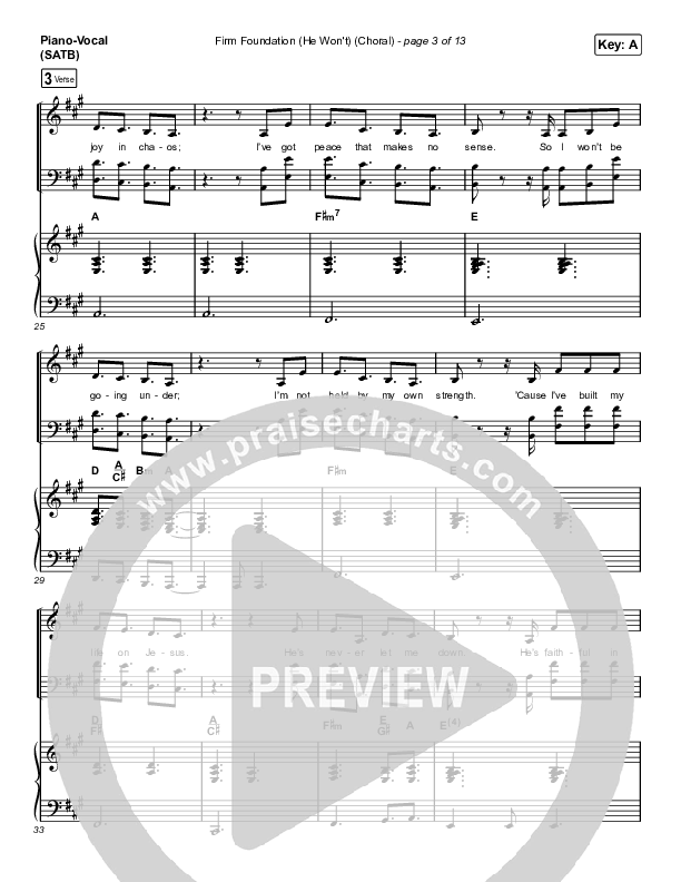 Firm Foundation (He Won't) (Choral Anthem SATB) Piano/Vocal Pack (Arr. Luke Gambill / Cody Carnes)