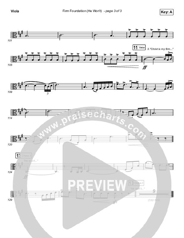 Firm Foundation (He Won't) (Choral Anthem SATB) Viola (Arr. Luke Gambill / Cody Carnes)