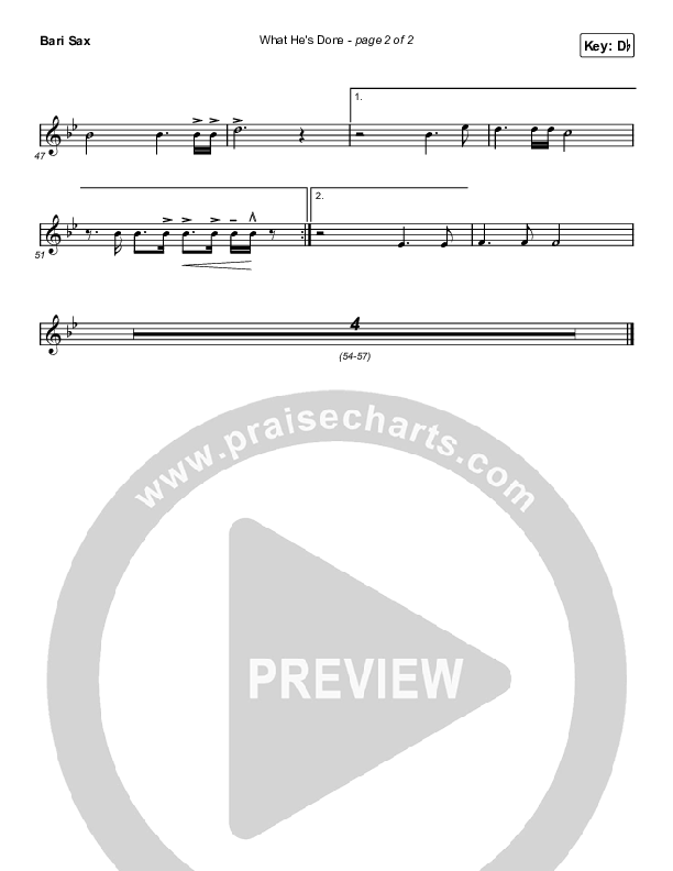 What He's Done (Choral Anthem SATB) Bari Sax (Passion / Kristian Stanfill / Tasha Cobbs Leonard / Anna Golden / Arr. Luke Gambill)