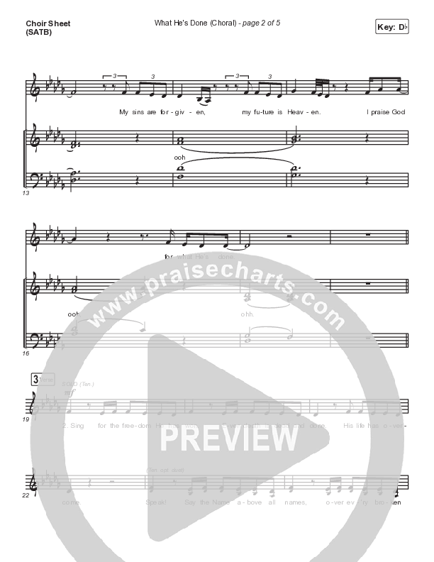 What He's Done (Choral Anthem SATB) Choir Sheet (SATB) (Passion / Kristian Stanfill / Tasha Cobbs Leonard / Anna Golden / Arr. Luke Gambill)