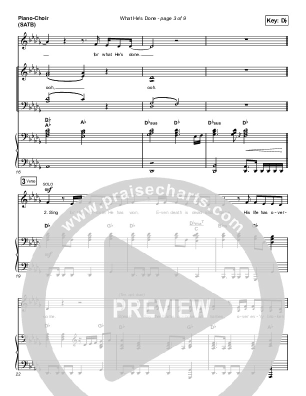 What He's Done (Choral Anthem SATB) Piano/Vocal Pack (Passion / Kristian Stanfill / Tasha Cobbs Leonard / Anna Golden / Arr. Luke Gambill)