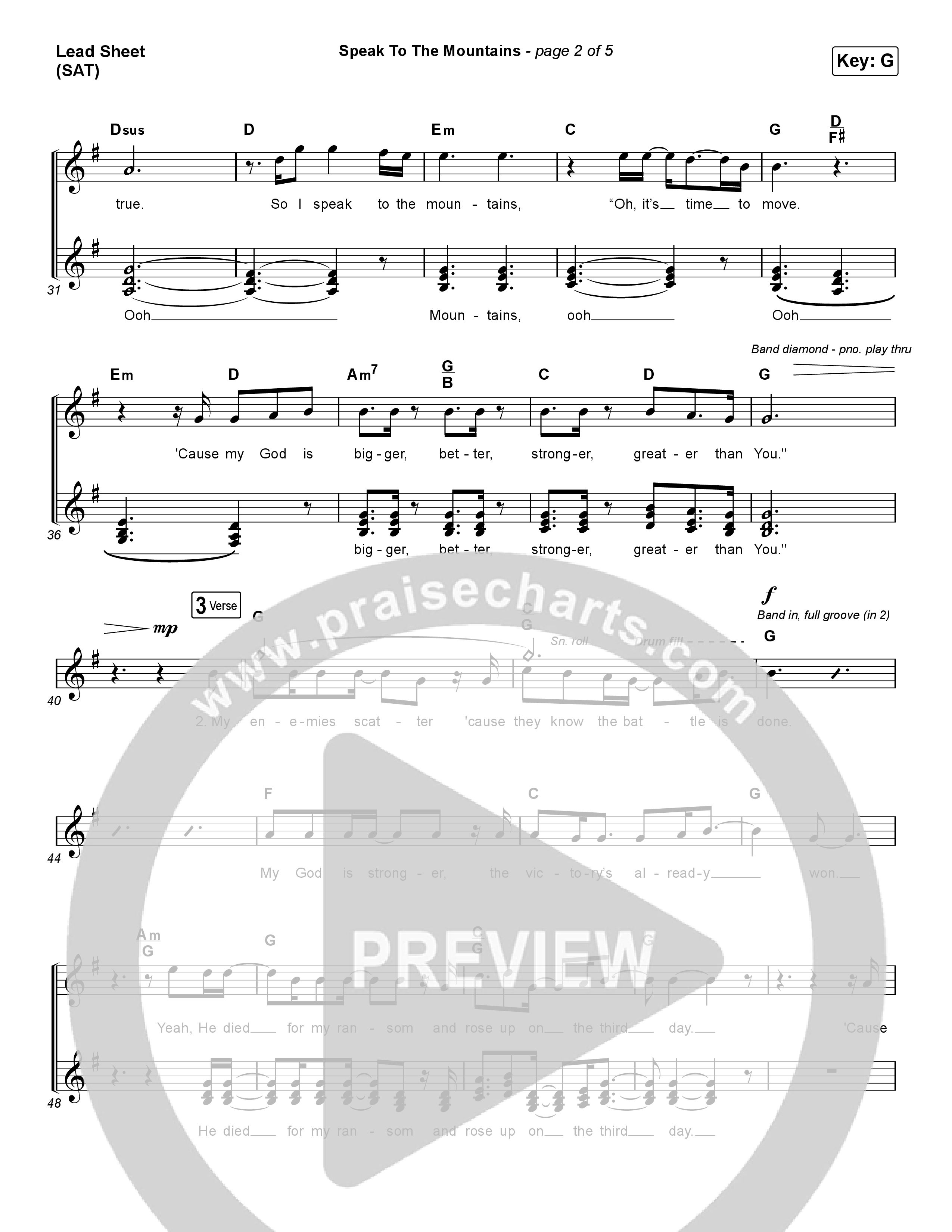 Speak To The Mountains (Choral Anthem SATB) Lead Sheet (SAT) (Chris McClarney / Arr. Luke Gambill)