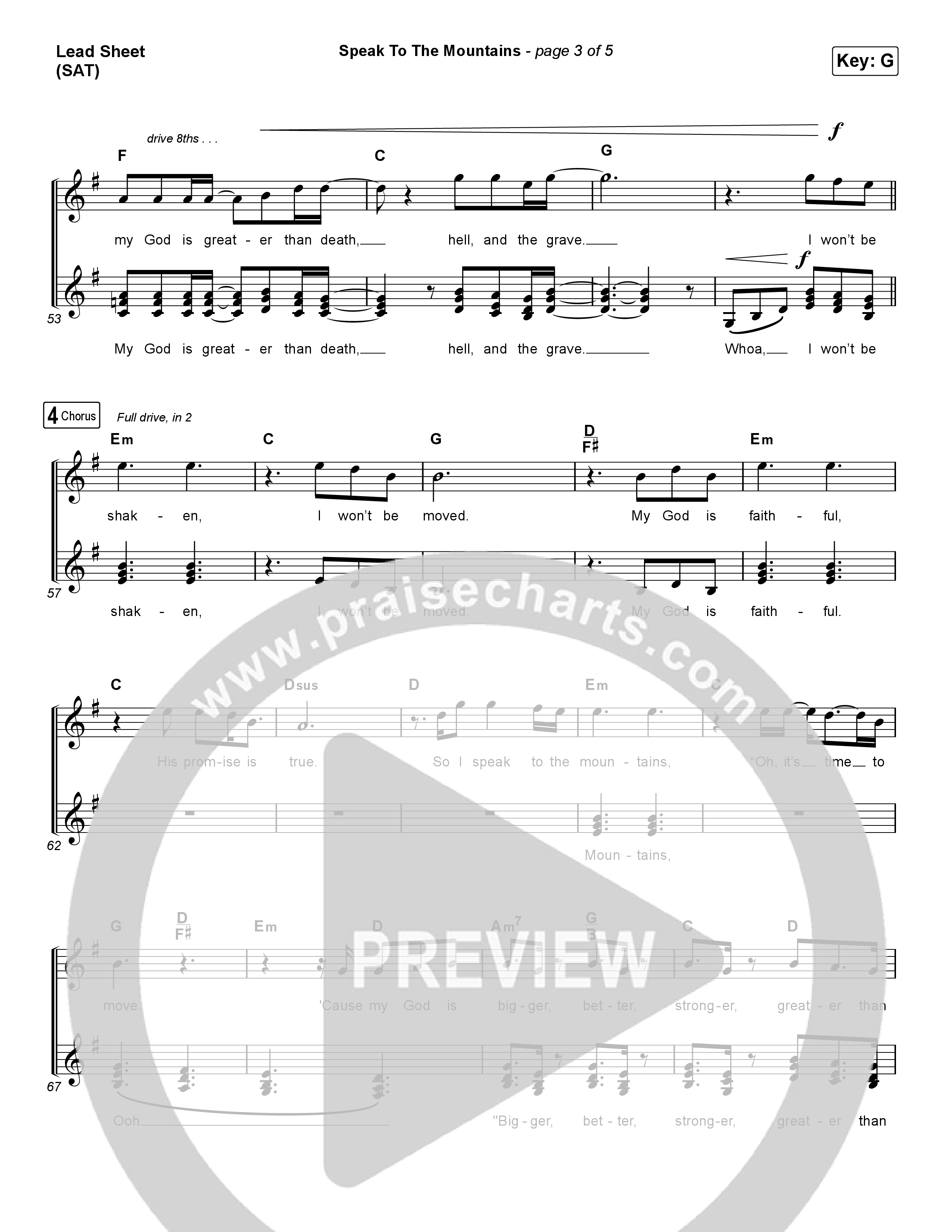 Speak To The Mountains (Choral Anthem SATB) Lead Sheet (SAT) (Chris McClarney / Arr. Luke Gambill)