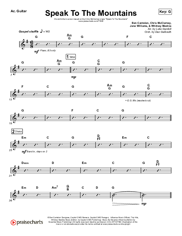 Speak To The Mountains (Choral Anthem SATB) Acoustic Guitar (Chris McClarney / Arr. Luke Gambill)