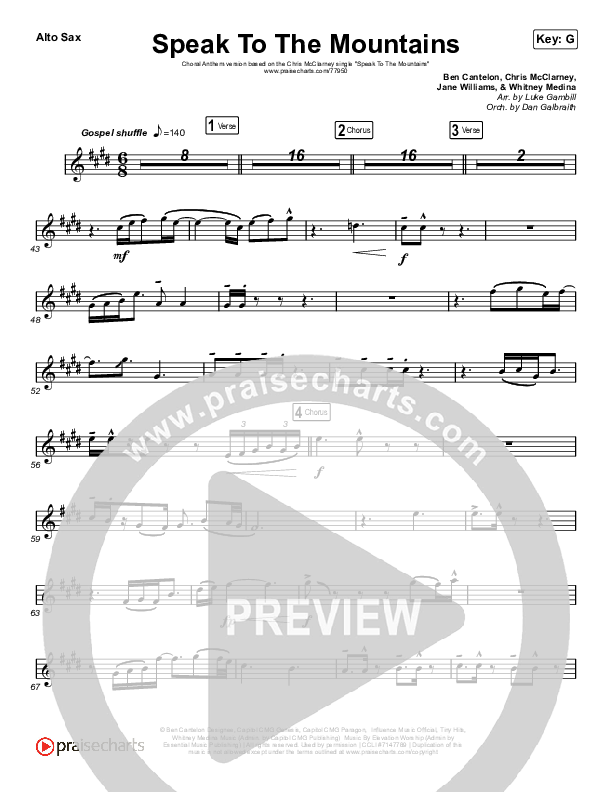 Speak To The Mountains (Choral Anthem SATB) Alto Sax (Chris McClarney / Arr. Luke Gambill)