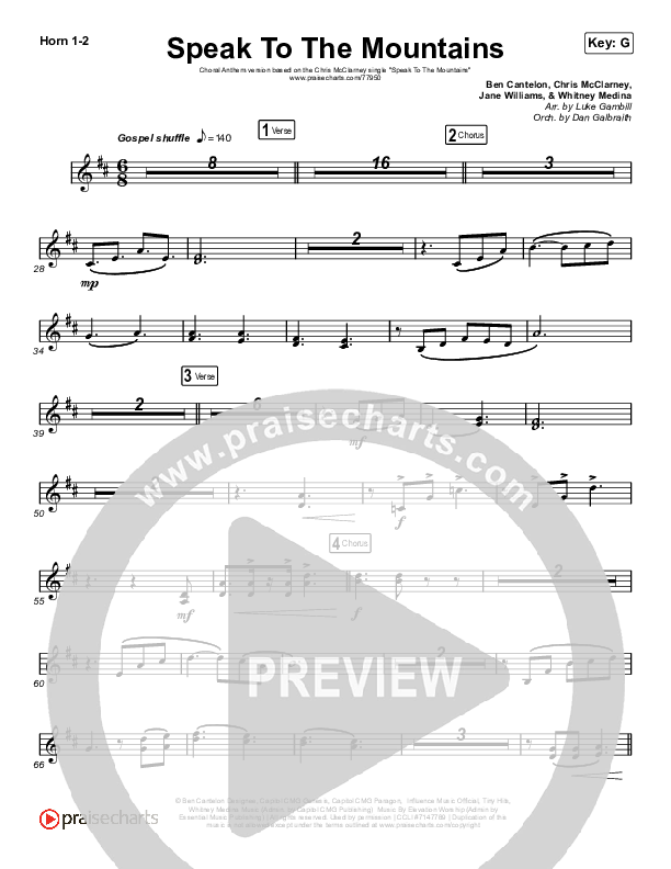 Speak To The Mountains (Choral Anthem SATB) French Horn 1/2 (Chris McClarney / Arr. Luke Gambill)