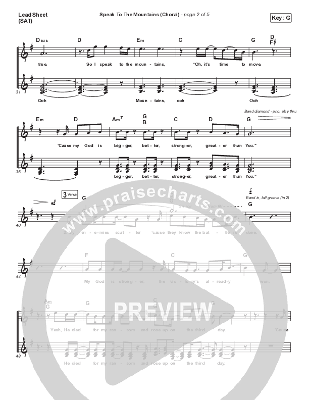 Speak To The Mountains (Choral Anthem SATB) Lead Sheet (SAT) (Chris McClarney / Arr. Luke Gambill)
