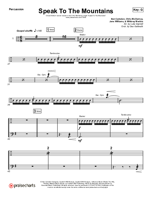 Speak To The Mountains (Choral Anthem SATB) Percussion (Chris McClarney / Arr. Luke Gambill)