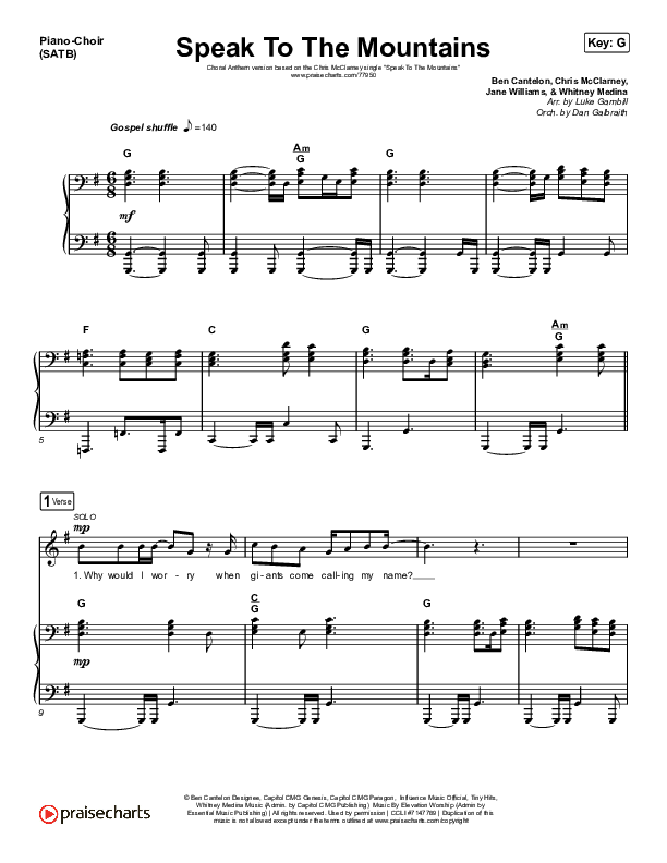 Speak To The Mountains (Choral Anthem SATB) Piano/Choir (SATB) (Chris McClarney / Arr. Luke Gambill)