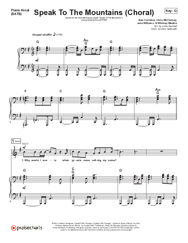 Speak To The Mountains (Choral Anthem SATB) Piano/Vocal Pack (Chris McClarney / Arr. Luke Gambill)