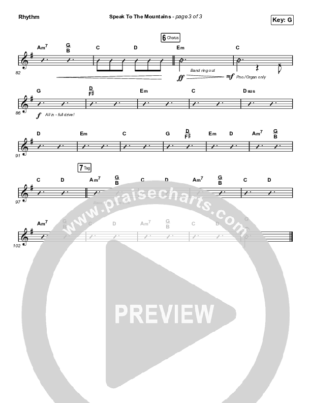 Speak To The Mountains (Choral Anthem SATB) Rhythm Chart (Chris McClarney / Arr. Luke Gambill)