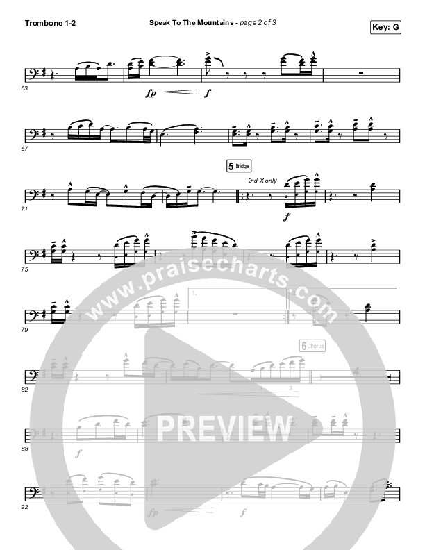 Speak To The Mountains (Choral Anthem SATB) Trombone 1/2 (Chris McClarney / Arr. Luke Gambill)