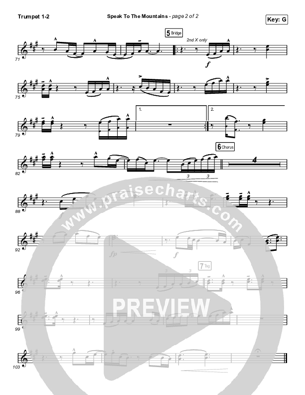 Speak To The Mountains (Choral Anthem SATB) Trumpet 1,2 (Chris McClarney / Arr. Luke Gambill)