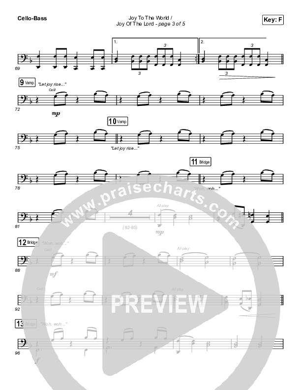 Joy To The World / Joy Of The Lord (Choral Anthem SATB) Cello/Bass (Maverick City Music / Naomi Raine / Todd Galberth / Arr. Luke Gambill)