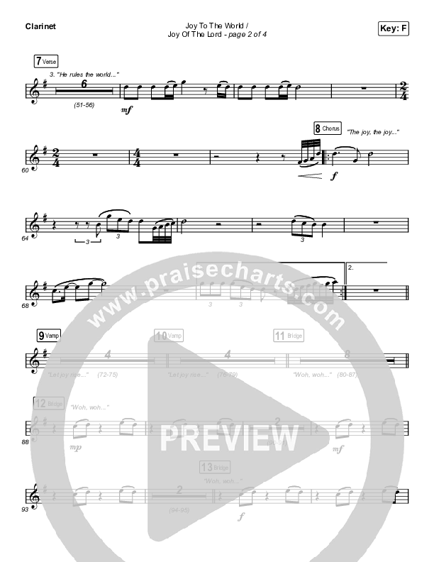 Joy To The World / Joy Of The Lord (Choral Anthem SATB) Clarinet (Maverick City Music / Naomi Raine / Todd Galberth / Arr. Luke Gambill)