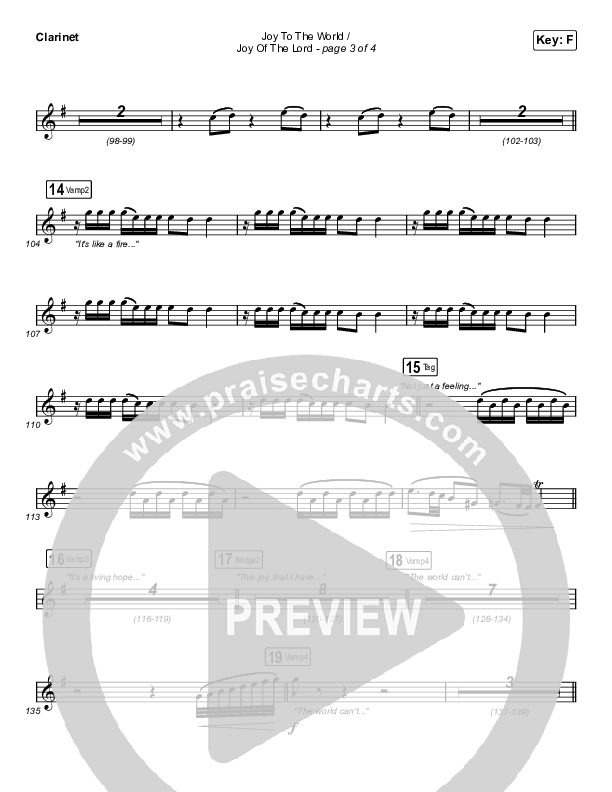 Joy To The World / Joy Of The Lord (Choral Anthem SATB) Clarinet (Maverick City Music / Naomi Raine / Todd Galberth / Arr. Luke Gambill)