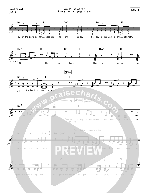 Joy To The World / Joy Of The Lord (Choral Anthem SATB) Lead Sheet (SAT) (Maverick City Music / Naomi Raine / Todd Galberth / Arr. Luke Gambill)