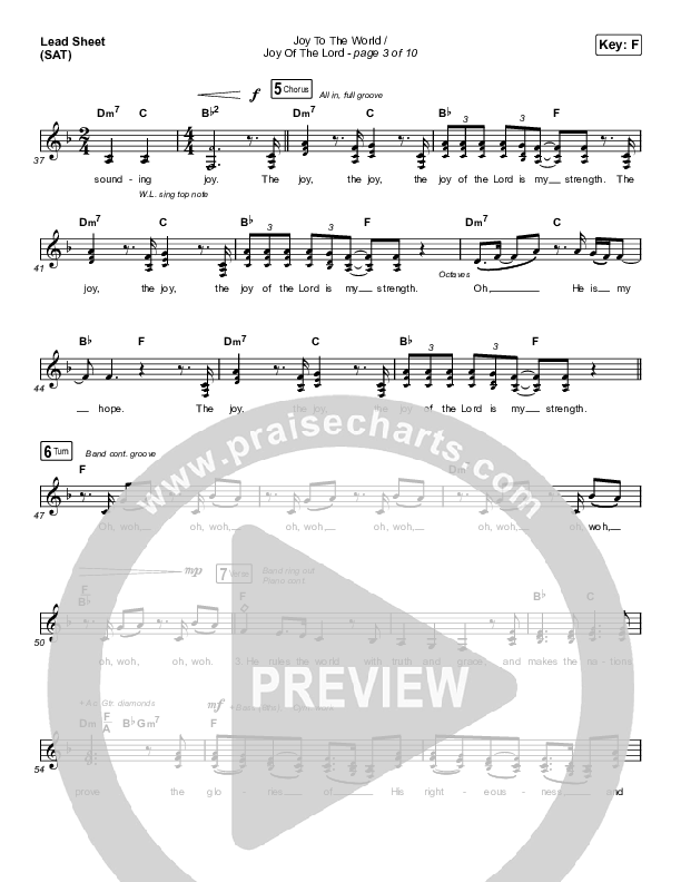 Joy To The World / Joy Of The Lord (Choral Anthem SATB) Lead Sheet (SAT) (Maverick City Music / Naomi Raine / Todd Galberth / Arr. Luke Gambill)