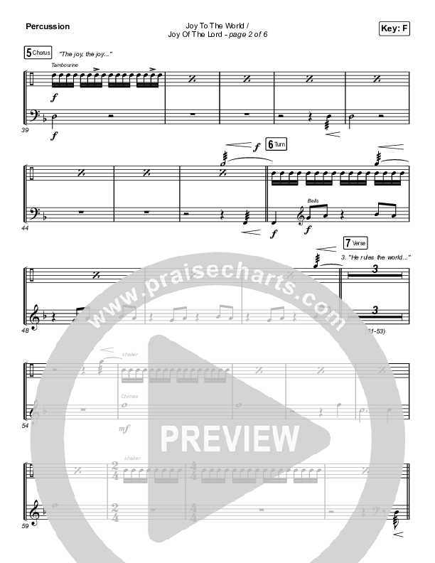 Joy To The World / Joy Of The Lord (Choral Anthem SATB) Percussion (Maverick City Music / Naomi Raine / Todd Galberth / Arr. Luke Gambill)