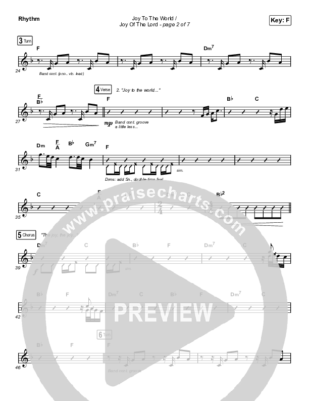 Joy To The World / Joy Of The Lord (Choral Anthem SATB) Rhythm Chart (Maverick City Music / Naomi Raine / Todd Galberth / Arr. Luke Gambill)