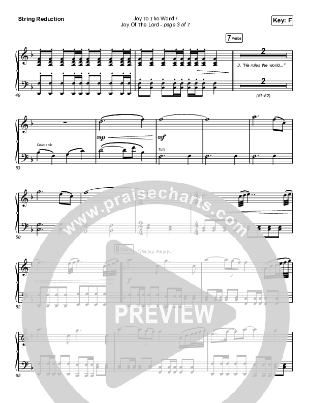 Joy To The World / Joy Of The Lord (Choral Anthem SATB) String Reduction (Maverick City Music / Naomi Raine / Todd Galberth / Arr. Luke Gambill)