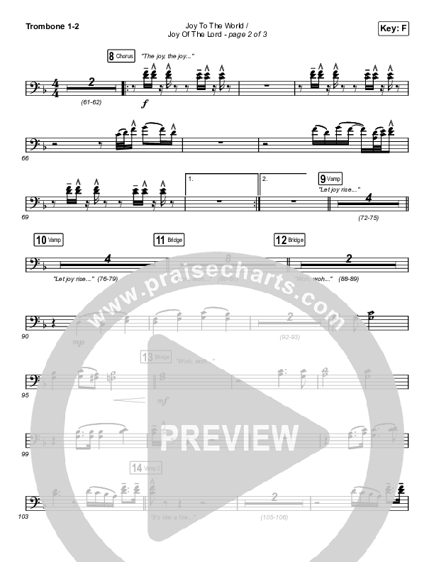 Joy To The World / Joy Of The Lord (Choral Anthem SATB) Trombone 1/2 (Maverick City Music / Naomi Raine / Todd Galberth / Arr. Luke Gambill)