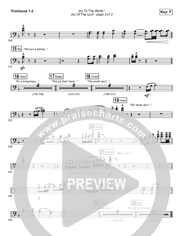 Joy To The World / Joy Of The Lord (Choral Anthem SATB) Trombone 1/2 (Maverick City Music / Naomi Raine / Todd Galberth / Arr. Luke Gambill)