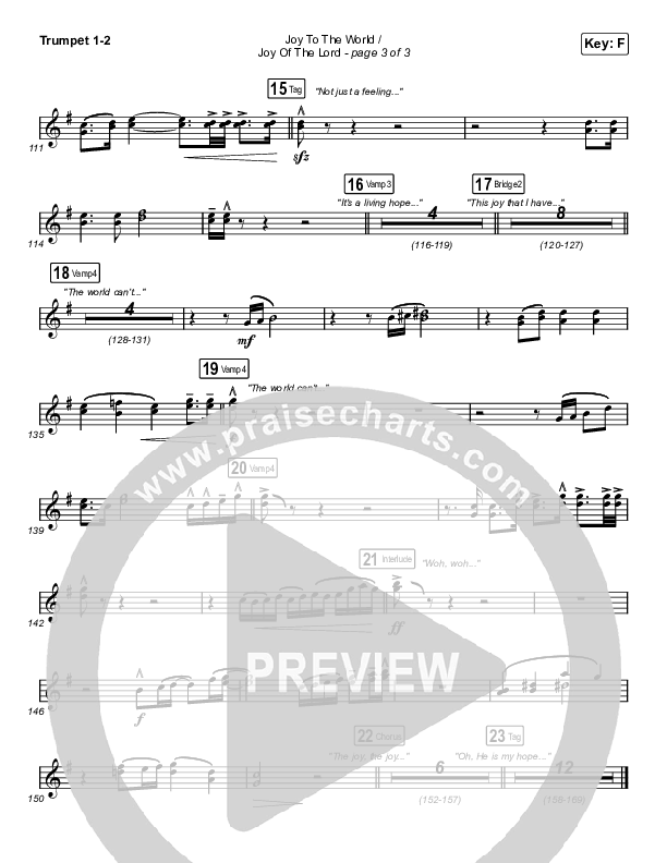 Joy To The World / Joy Of The Lord (Choral Anthem SATB) Trumpet 1,2 (Maverick City Music / Naomi Raine / Todd Galberth / Arr. Luke Gambill)