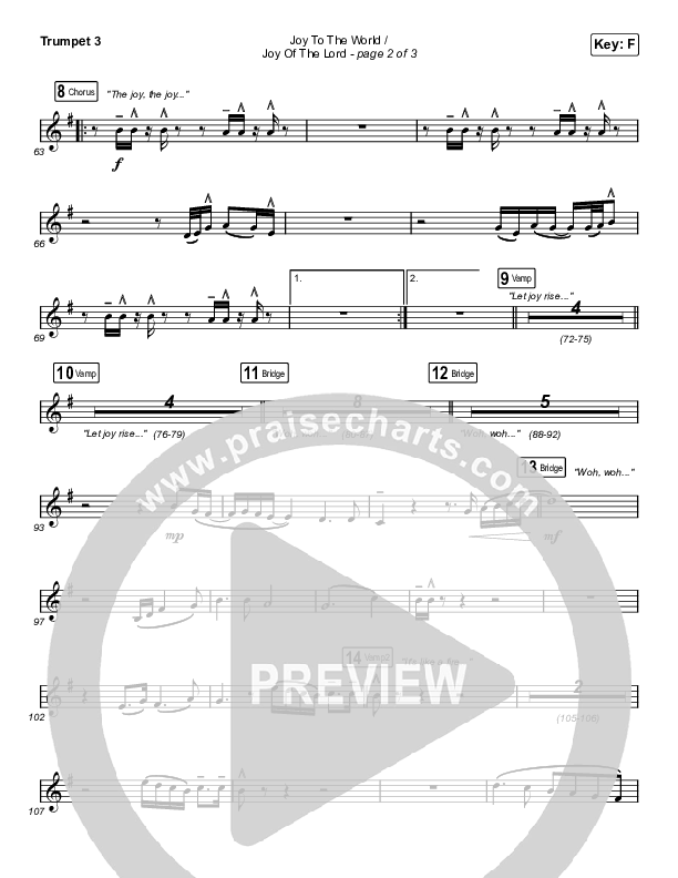 Joy To The World / Joy Of The Lord (Choral Anthem SATB) Trumpet 3 (Maverick City Music / Naomi Raine / Todd Galberth / Arr. Luke Gambill)