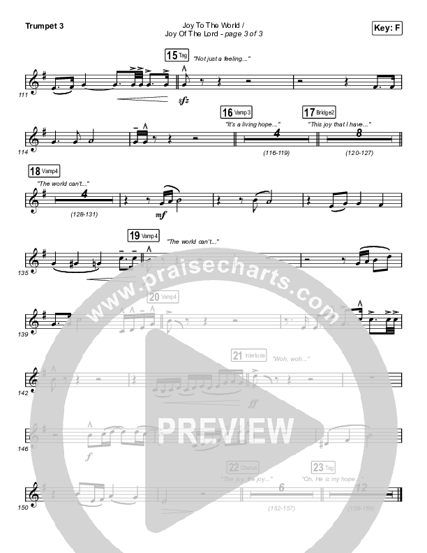 Joy To The World / Joy Of The Lord (Choral Anthem SATB) Trumpet 3 (Maverick City Music / Naomi Raine / Todd Galberth / Arr. Luke Gambill)