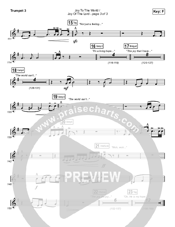 Joy To The World / Joy Of The Lord (Choral Anthem SATB) Trumpet 3 (Maverick City Music / Naomi Raine / Todd Galberth / Arr. Luke Gambill)