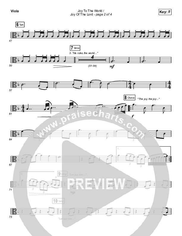 Joy To The World / Joy Of The Lord (Choral Anthem SATB) Viola (Maverick City Music / Naomi Raine / Todd Galberth / Arr. Luke Gambill)