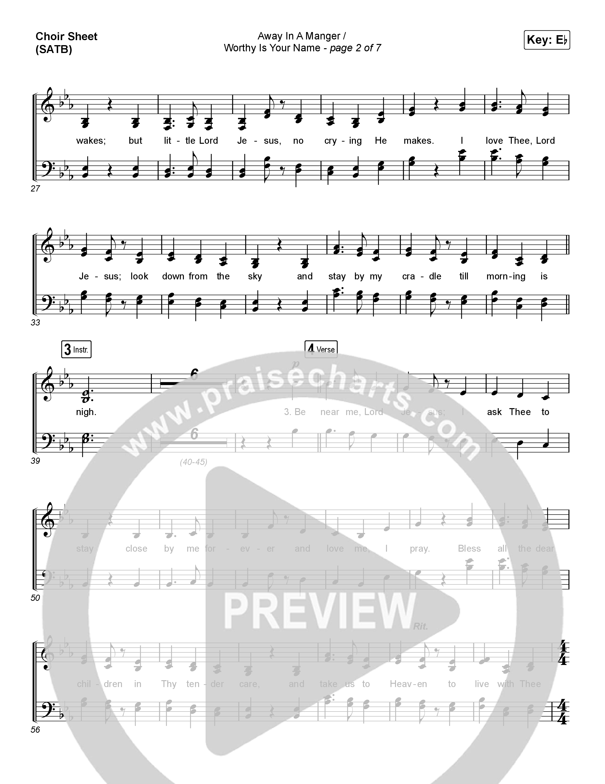 Away In A Manger / Worthy Is Your Name (Choral Anthem SATB) Choir Vocals (SATB) (Maverick City Music / Chandler Moore / Kim Walker-Smith / Arr. Luke Gambill)