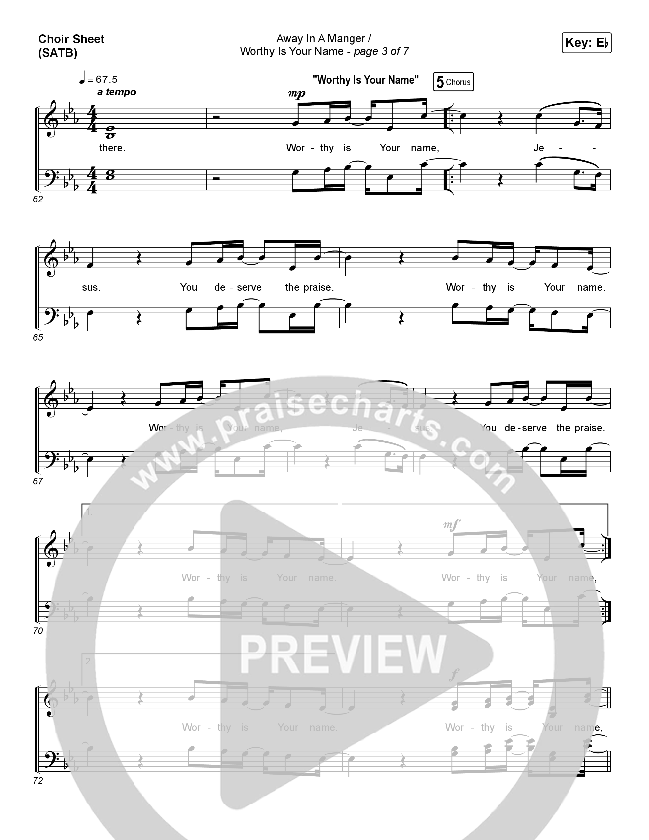 Away In A Manger / Worthy Is Your Name (Choral Anthem SATB) Choir Vocals (SATB) (Maverick City Music / Chandler Moore / Kim Walker-Smith / Arr. Luke Gambill)