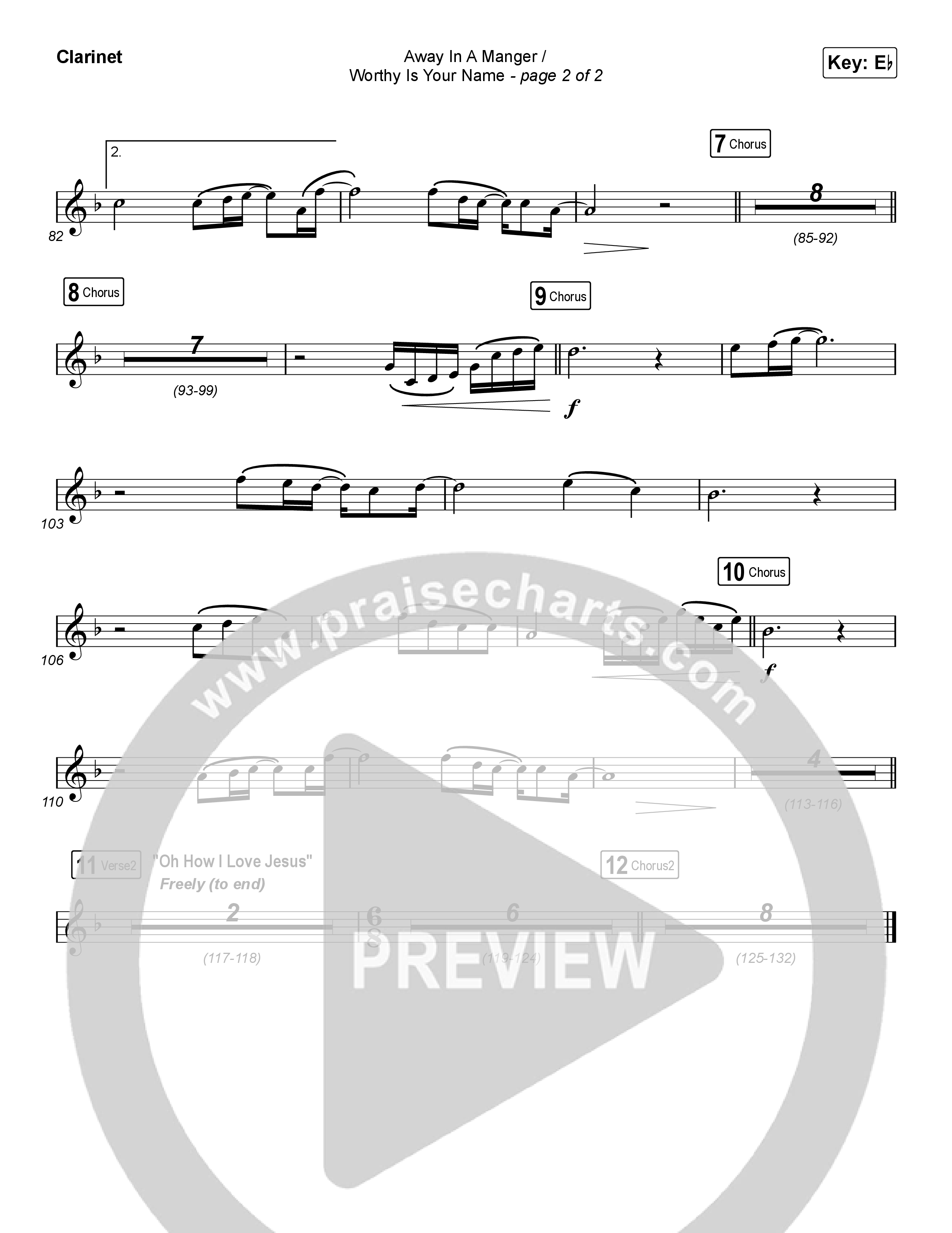 Away In A Manger / Worthy Is Your Name (Choral Anthem SATB) Clarinet (Maverick City Music / Chandler Moore / Kim Walker-Smith / Arr. Luke Gambill)