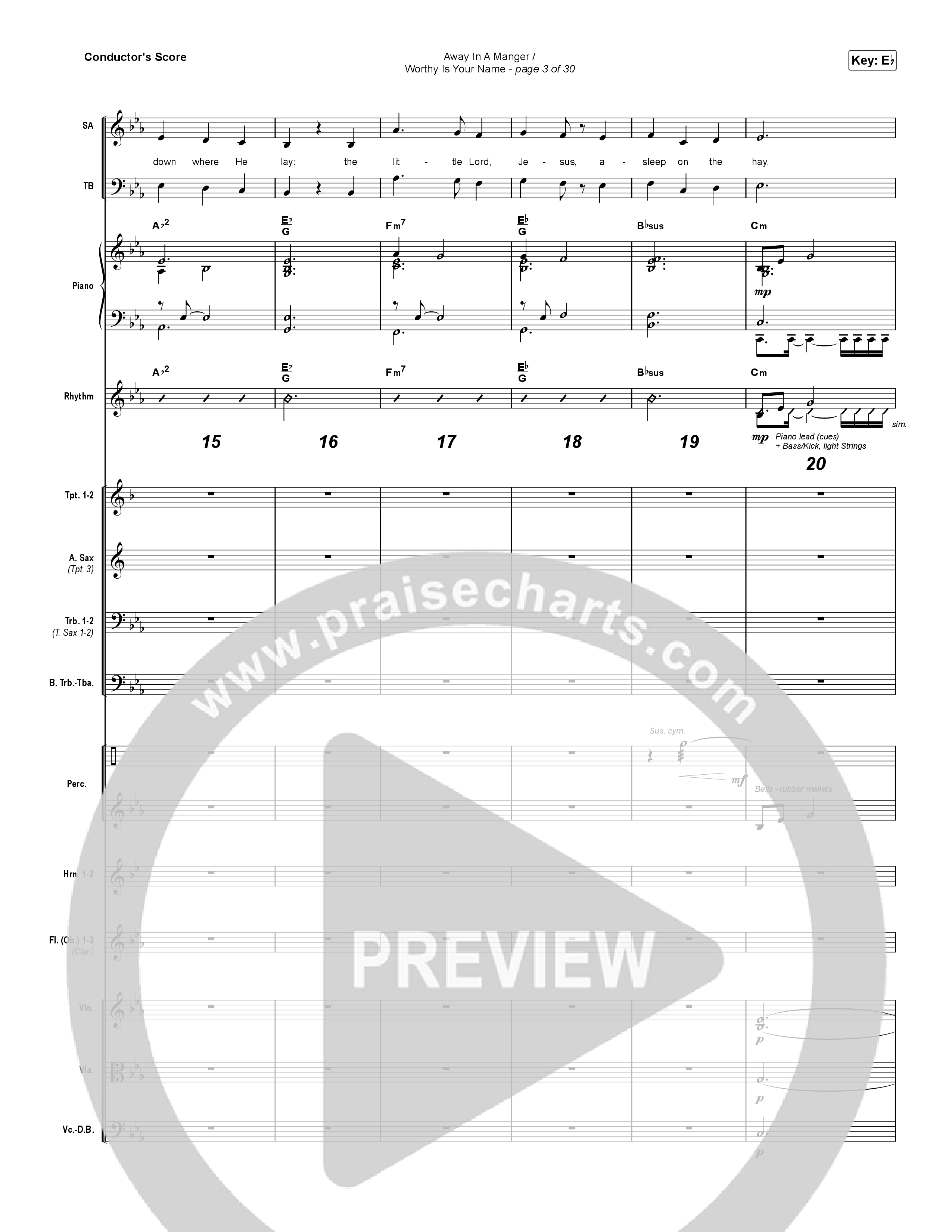 Away In A Manger / Worthy Is Your Name (Choral Anthem SATB) Orchestration (Maverick City Music / Chandler Moore / Kim Walker-Smith / Arr. Luke Gambill)